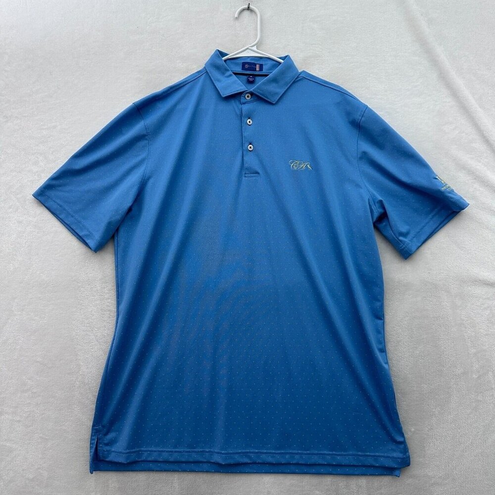 Stitch Polo Shirt Mens XL Blue Performance Golf Polka Dot Athletic Sports